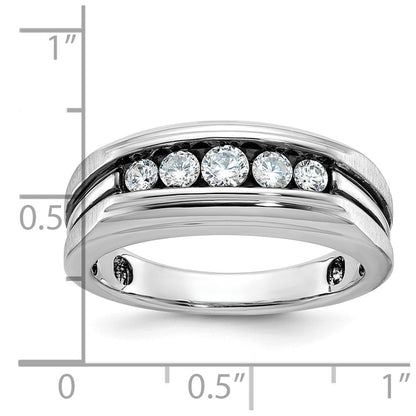 14k White Gold Men's Polished and Satin Diamond Ring Mounting
