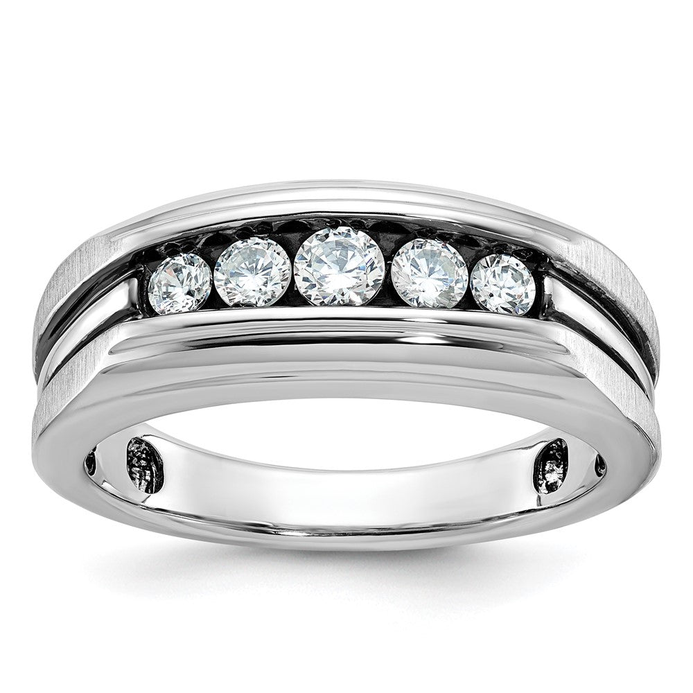 14k White Gold Men's Polished and Satin Diamond Ring Mounting