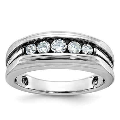 14k White Gold Men's Polished and Satin Diamond Ring Mounting