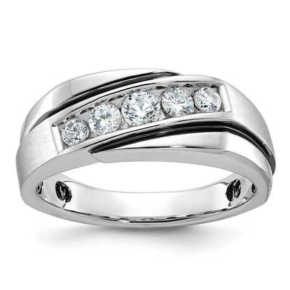 14k White Gold with Black Rhodium Men's Satin Diamond Ring Mounting