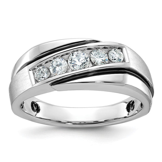 14k White Gold with Black Rhodium Men's Satin Diamond Ring Mounting