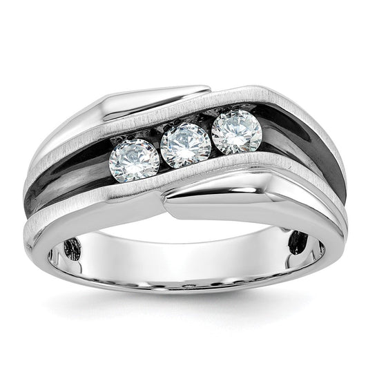 14k White Gold Men's Polished and Satin Diamond Ring Mounting