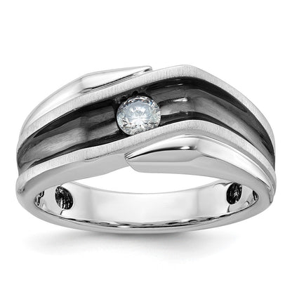 14k White Gold Men's Polished and Satin Diamond Ring Mounting