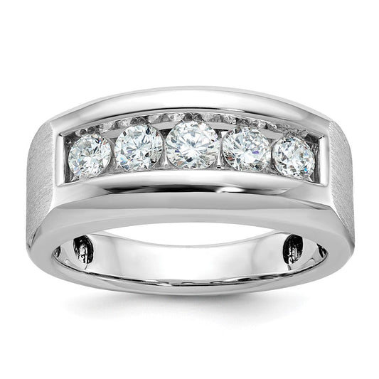 14k White Gold Men's Polished and Satin Diamond Ring Mounting