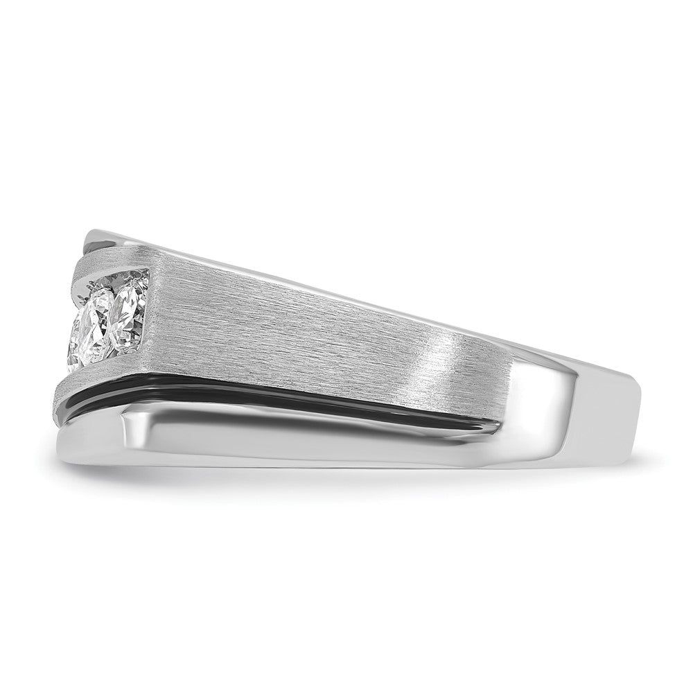 14k White Gold with Black Rhodium Men's Satin Diamond Ring Mounting