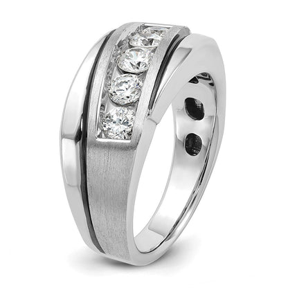 14k White Gold with Black Rhodium Men's Satin Diamond Ring Mounting