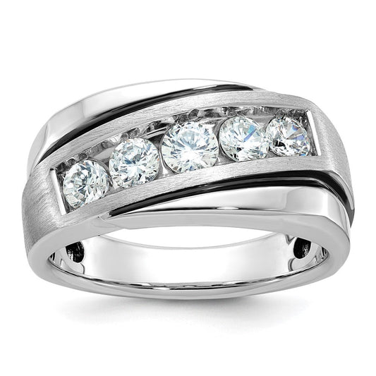 14k White Gold with Black Rhodium Men's Satin Diamond Ring Mounting