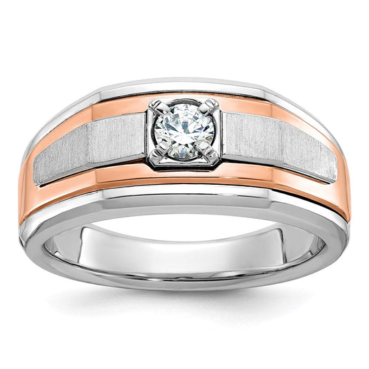 14k White/Rose Gold Two-tone Gold White/Rose Gold Men's Satin Diamond Ring Mounting