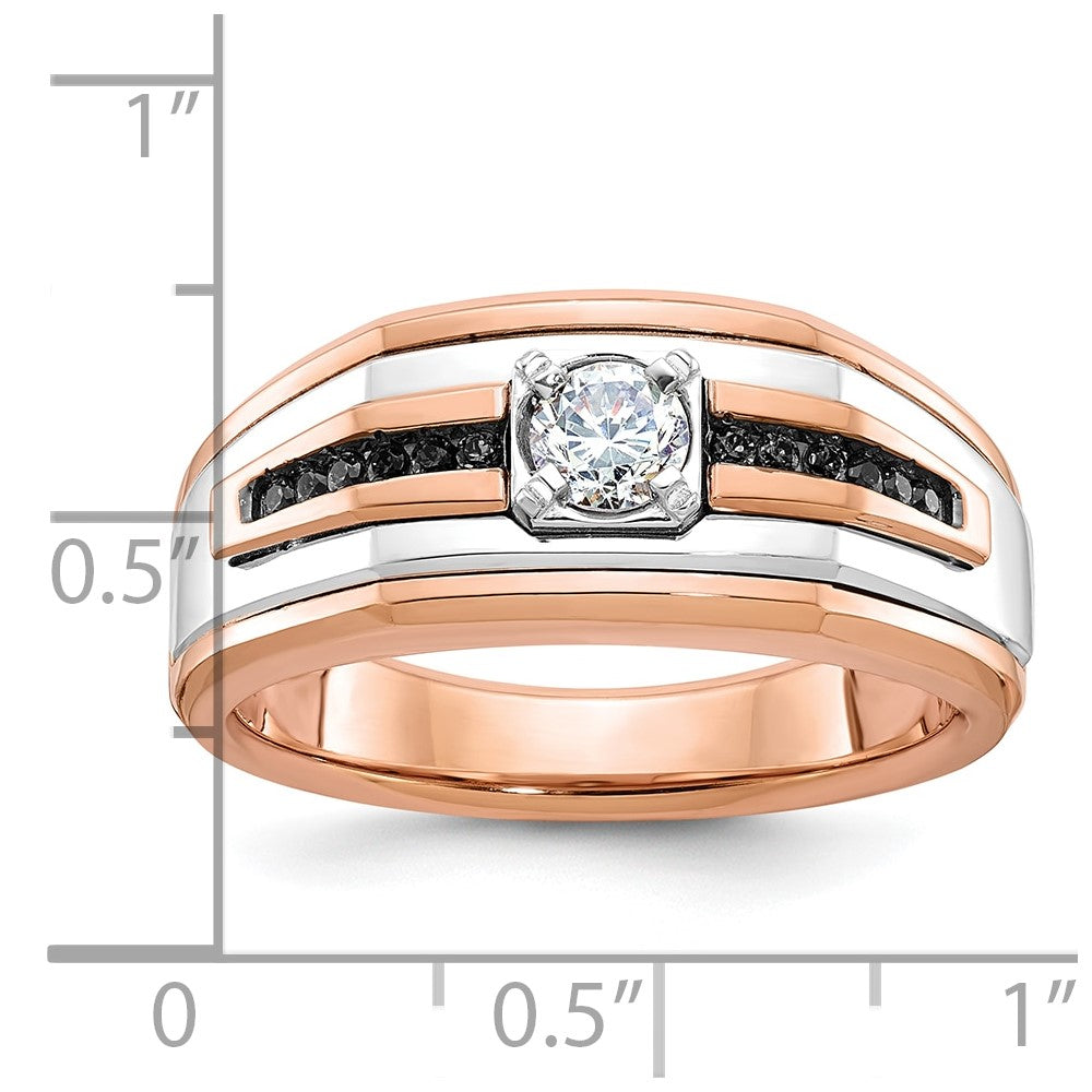 14k White/Rose Gold Two-tone Gold White/Rose Men's 1/2 carat Black/White Diamond Complete Ring