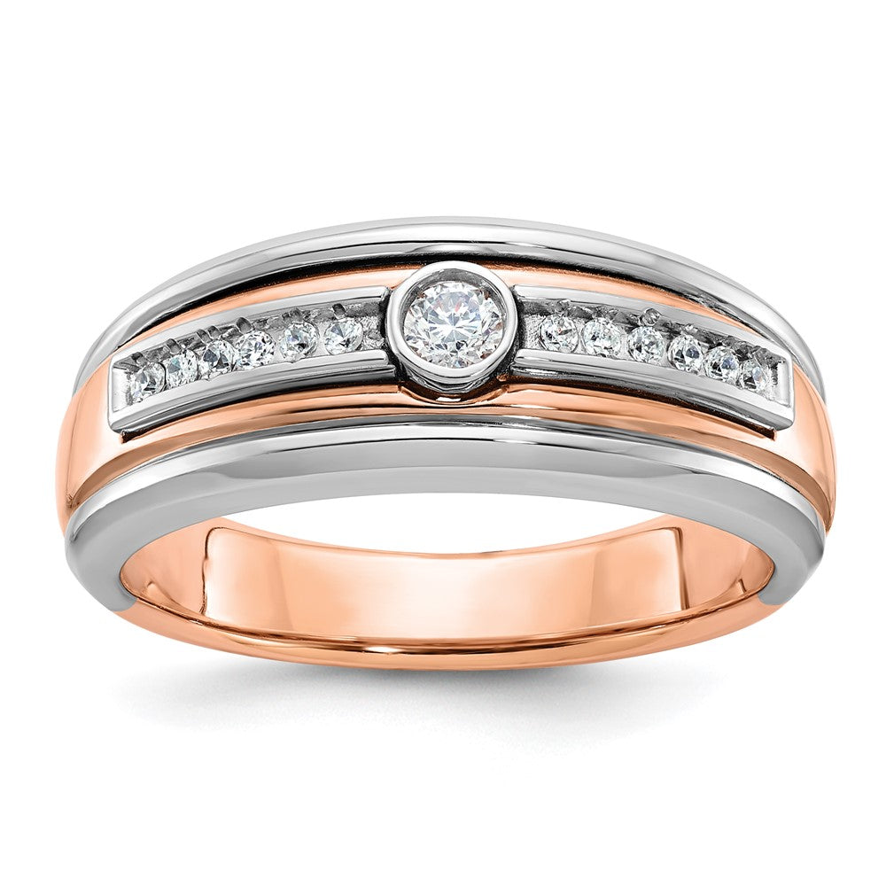 14k White/Rose Gold Two-tone Gold White/Rose Gold Men's 1/5 carat Diamond Complete Ring