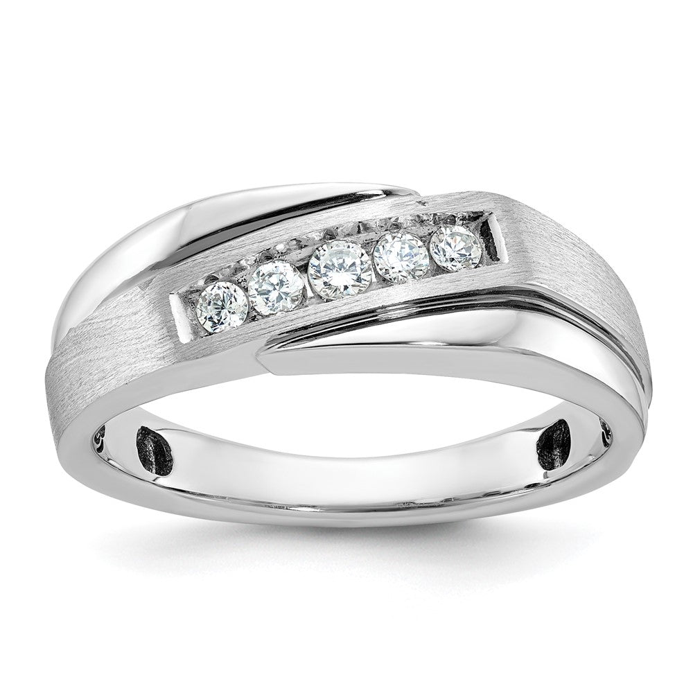 14k White Gold with Black Rhodium Men's Satin Diamond Ring Mounting