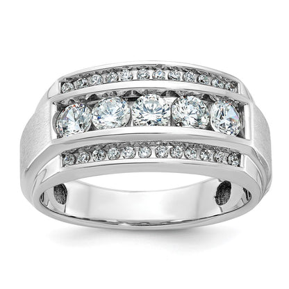 14k White Gold Men's Polished and Satin Diamond Ring Mounting