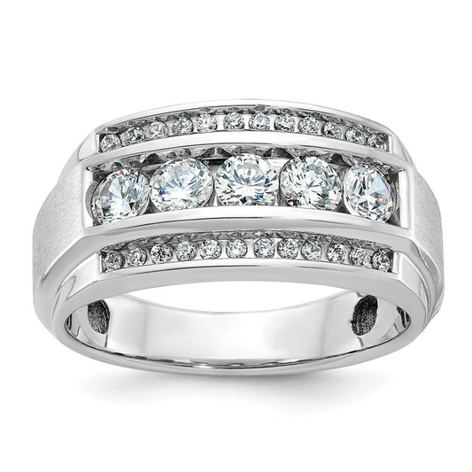 14k White Gold Men's Polished and Satin Diamond Ring Mounting