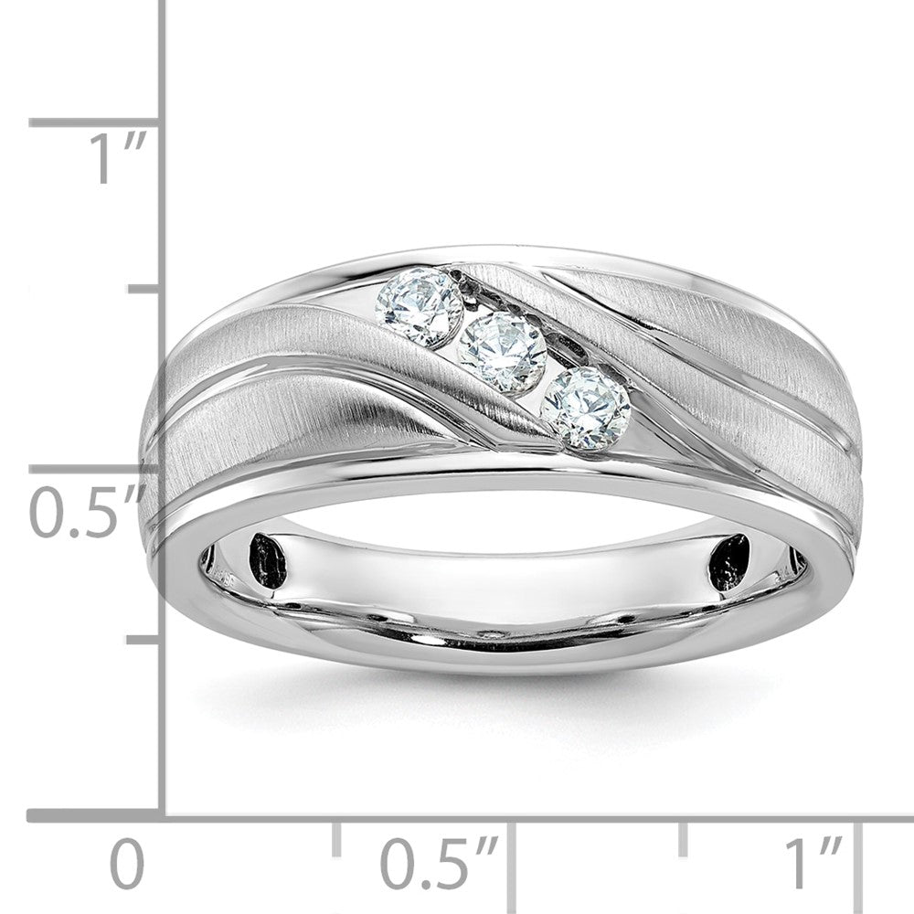 14k White Gold Men's Polished and Satin Diamond Ring Mounting