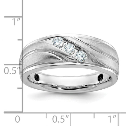 14k White Gold Men's Polished and Satin Diamond Ring Mounting