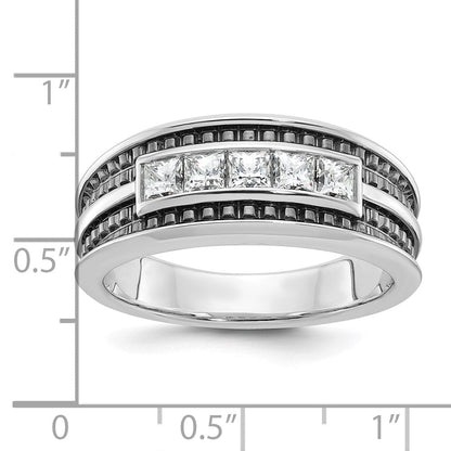 14k White Gold with Black Rhodium Men's Diamond Ring Mounting