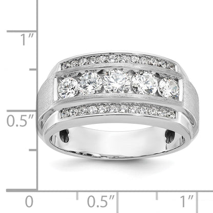14k White Gold Men's Polished and Satin 2.1 carat Diamond Complete Ring