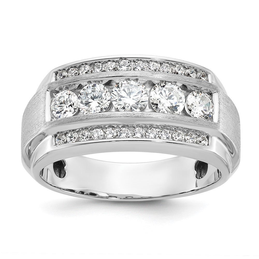 14k White Gold Men's Polished and Satin Diamond Ring Mounting