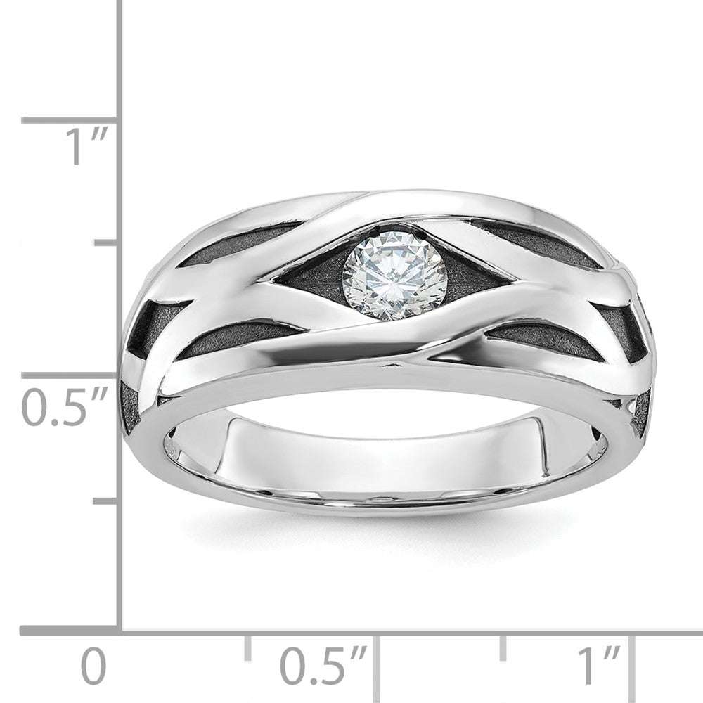 14k White Gold Men's Satin Diamond Ring Mounting