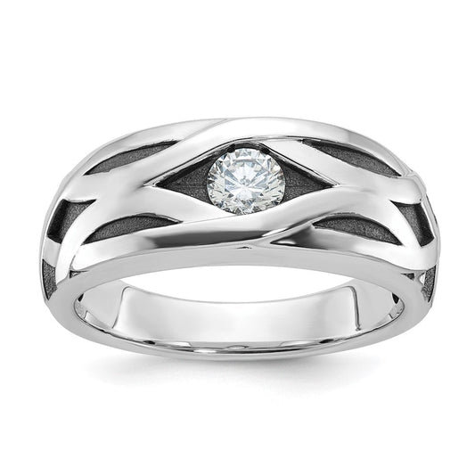 14k White Gold Men's Satin Diamond Ring Mounting