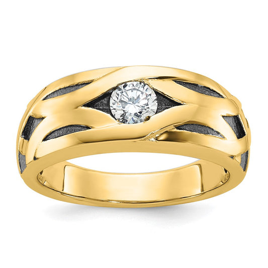 14k Yellow Gold Men's Satin Diamond Ring Mounting