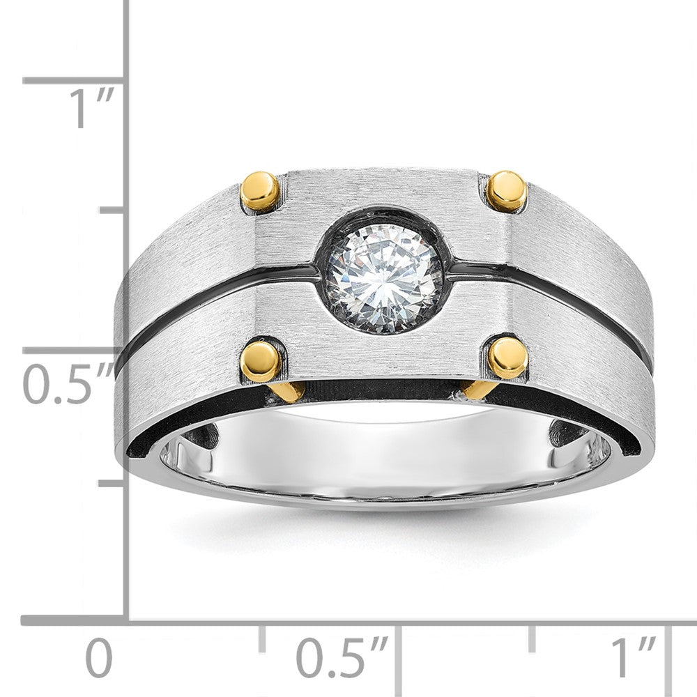 14k Two-tone Gold Men's Polished and Satin Diamond Ring Mounting