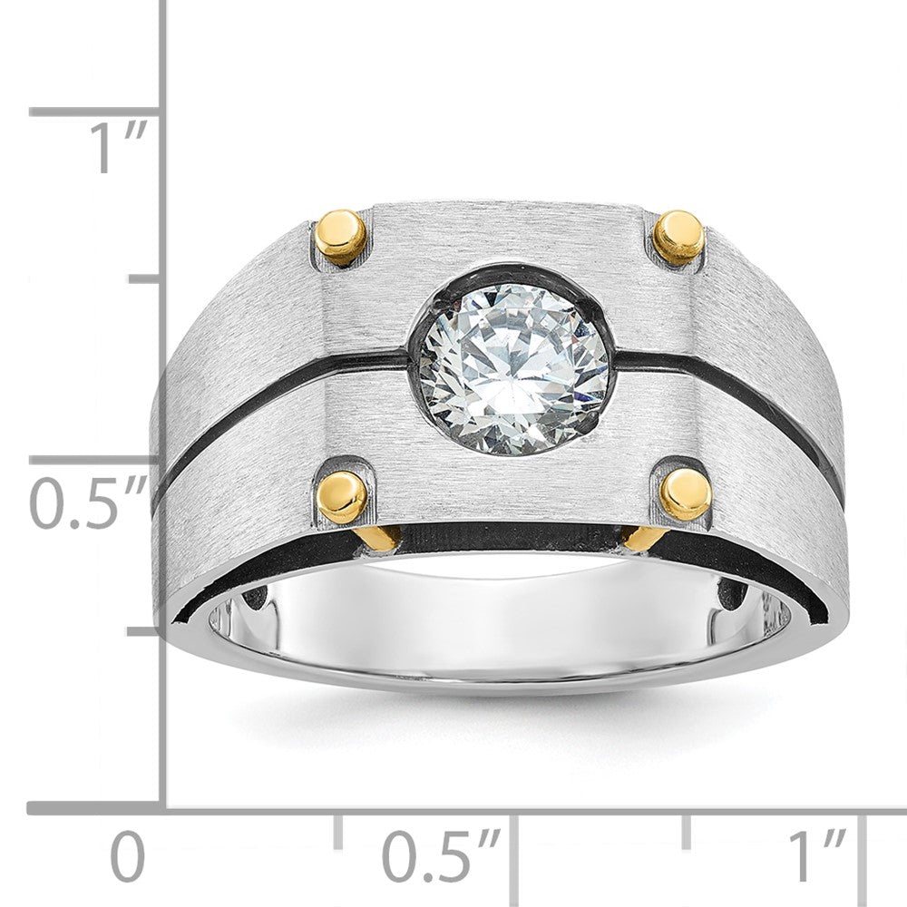 14k Two-tone Gold Men's Polished and Satin Diamond Ring Mounting