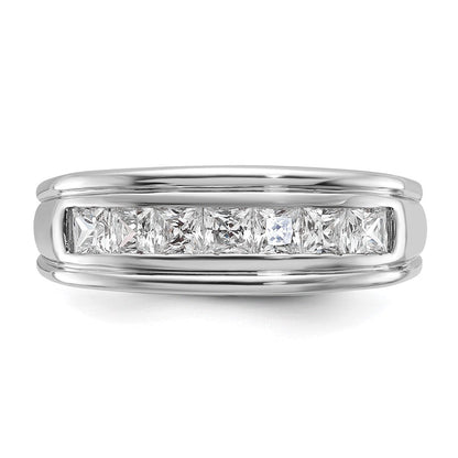14k White Gold Men's 1 carat Square Diamond Complete Ring