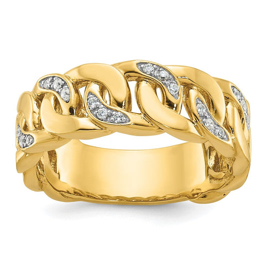 14k Yellow Gold Men's Link Design Diamond Ring Mounting