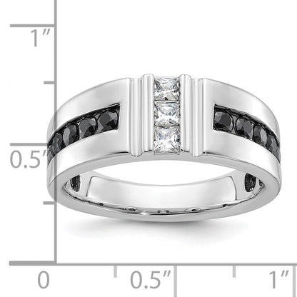 14k White Gold Men's Black and White Diamond Ring Mounting