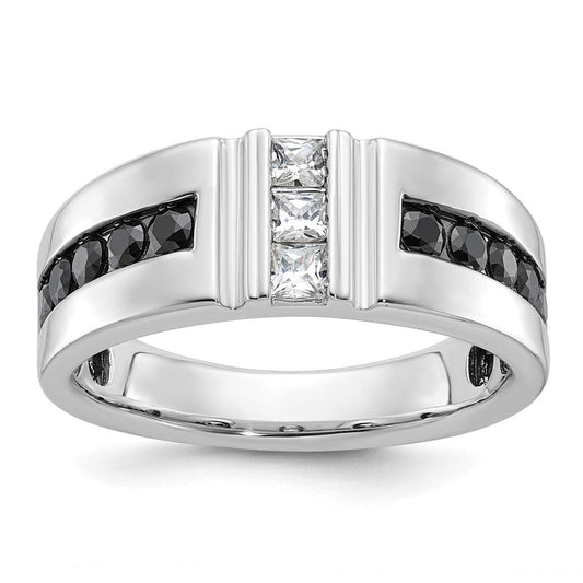 14k White Gold Men's Black and White Diamond Ring Mounting