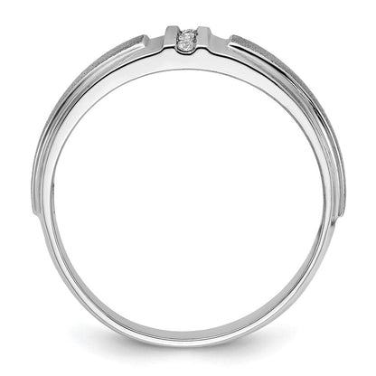 14k White Gold Men's Polished and Satin Diamond Ring Mounting
