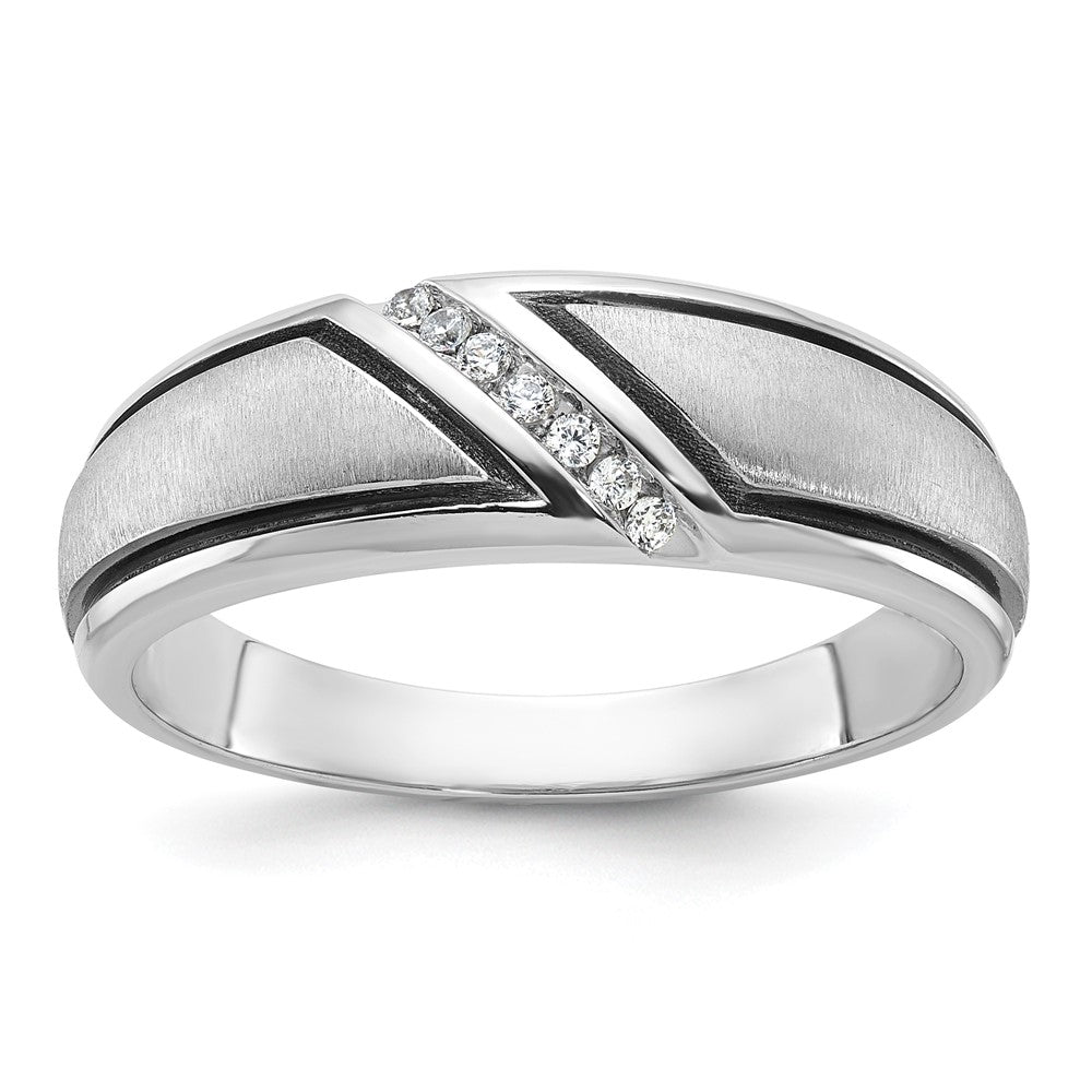 14k White Gold Men's Polished and Satin Diamond Ring Mounting
