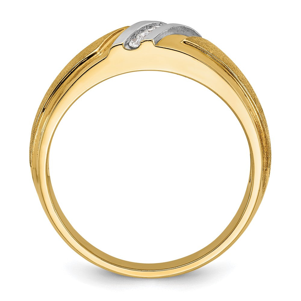 14k Yellow u0026 Rhodium Gold with White Rhodium Men's Polished and Satin Diamond Ring Mounting