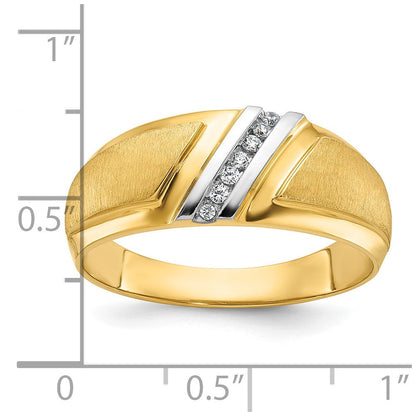 14k Yellow u0026 Rhodium Gold with White Rhodium Men's Polished and Satin Diamond Ring Mounting
