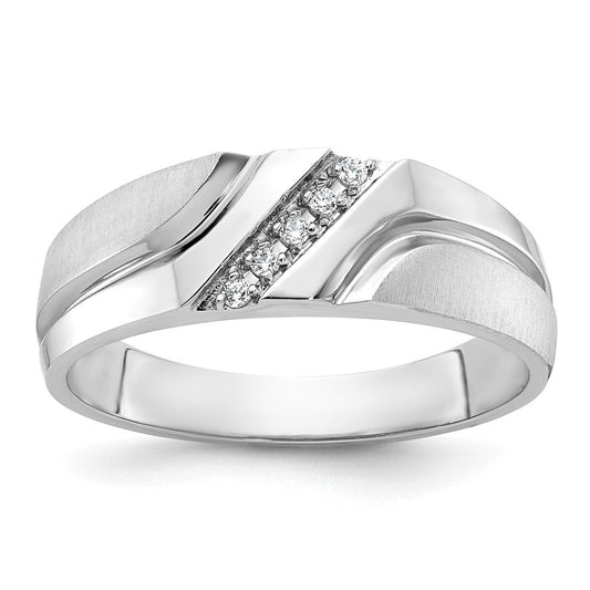 14k White Gold Men's Polished and Satin Diamond Ring Mounting