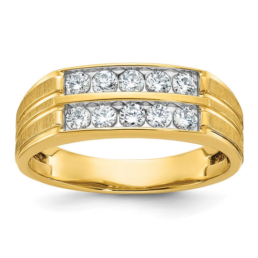 14k Yellow Gold Men's Polished and Satin Diamond Ring Mounting