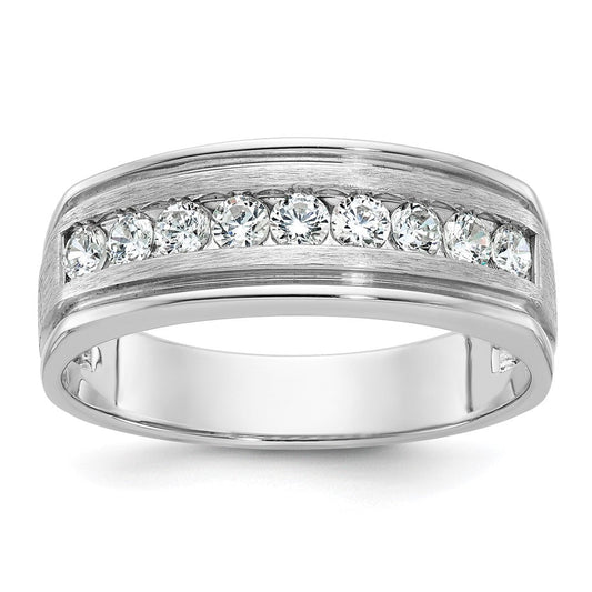 14k White Gold Men's Polished and Satin Diamond Ring Mounting
