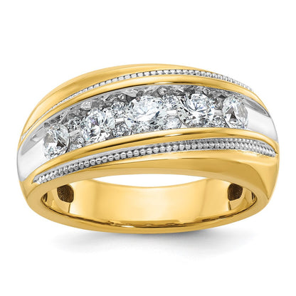 14k Yellow u0026 Rhodium Gold with White Rhodium Men's Milgrain Diamond Ring Mounting