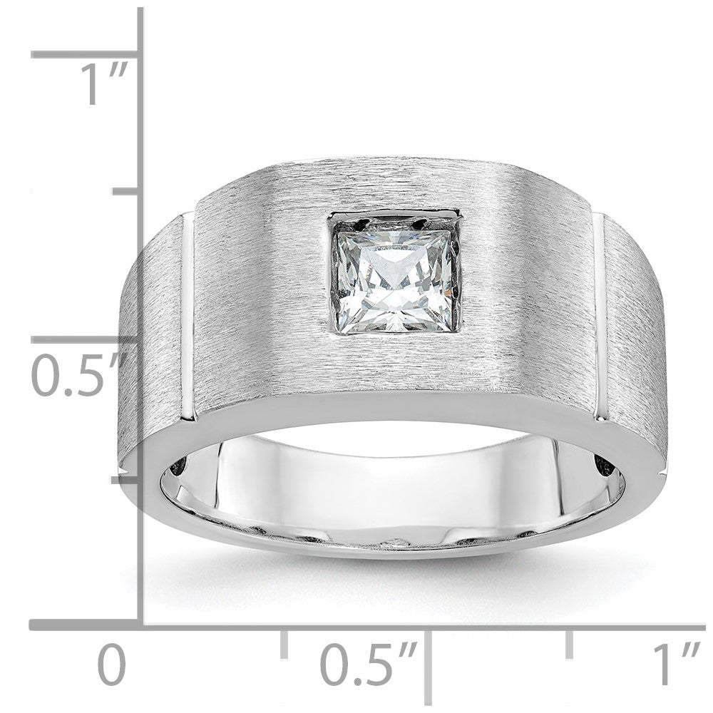 14k White Gold Men's Polished and Satin Diamond Ring Mounting