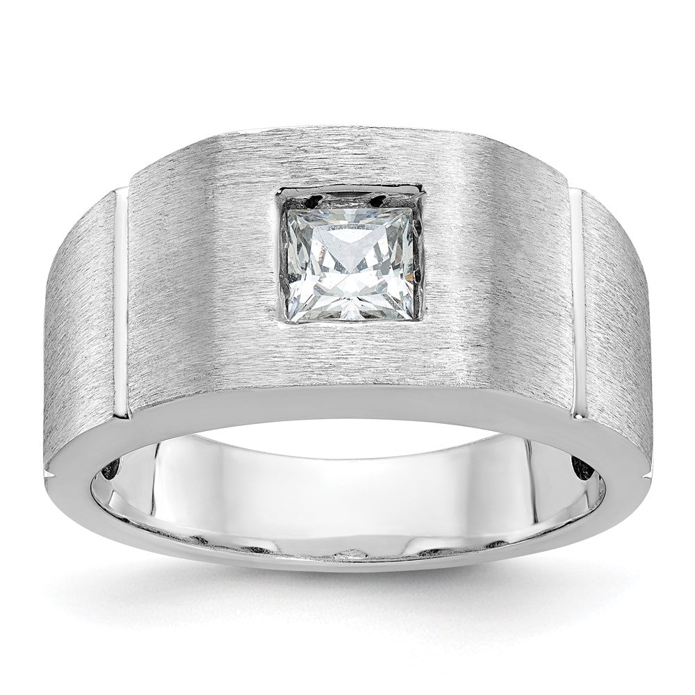 14k White Gold Men's Polished and Satin Diamond Ring Mounting