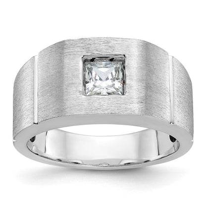 14k White Gold Men's Polished and Satin Diamond Ring Mounting
