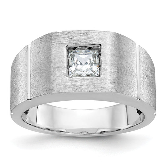 14k White Gold Men's Polished and Satin Diamond Ring Mounting
