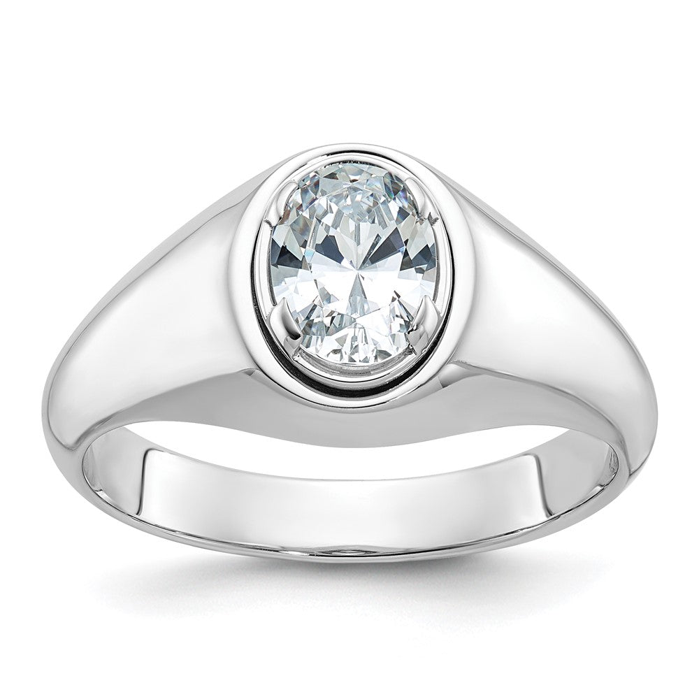 14k White Gold Men's Oval Diamond Ring Mounting