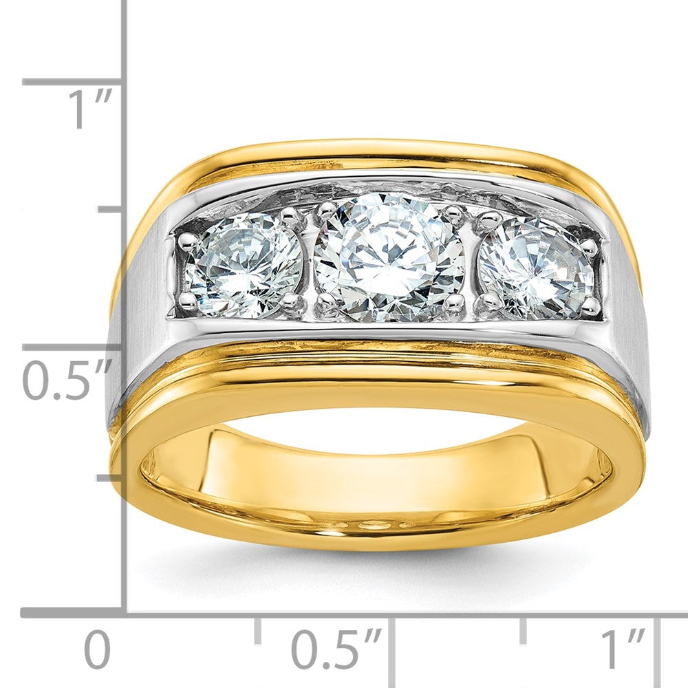 14k Two-tone Gold Men's Polished and Satin Diamond Ring Mounting