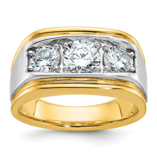 14k Two-tone Gold Men's Polished and Satin Diamond Ring Mounting