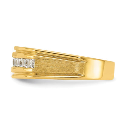 14k Yellow Gold Men's Polished and Satin 1/2 carat Diamond Complete Ring