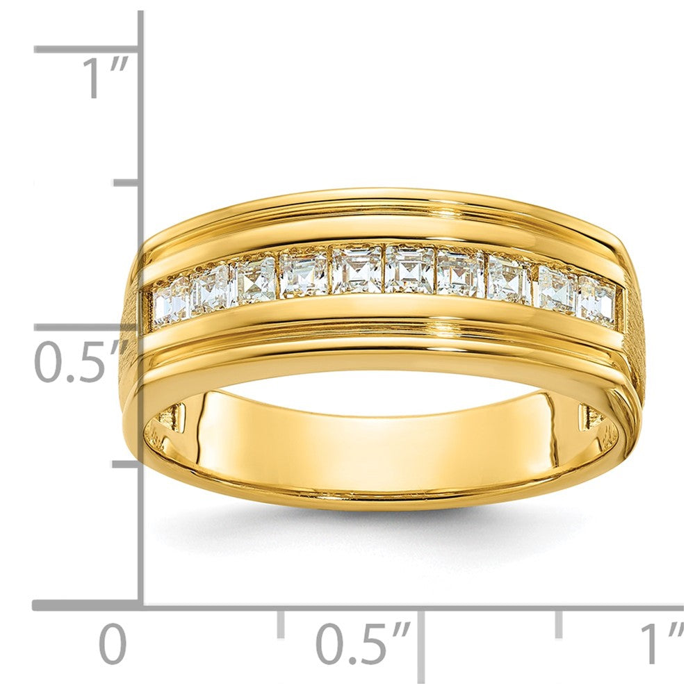 14k Yellow Gold Men's Polished and Satin Diamond Ring Mounting