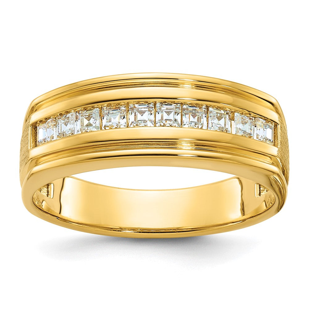 14k Yellow Gold Men's Polished and Satin Diamond Ring Mounting