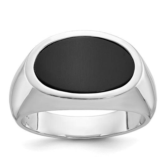 14k White Gold Men's East-West Oval Onyx Ring Mounting